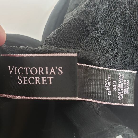 Victoria's Secret Black Lace Demi-Buste Bra 34D - Picture 3 of 6